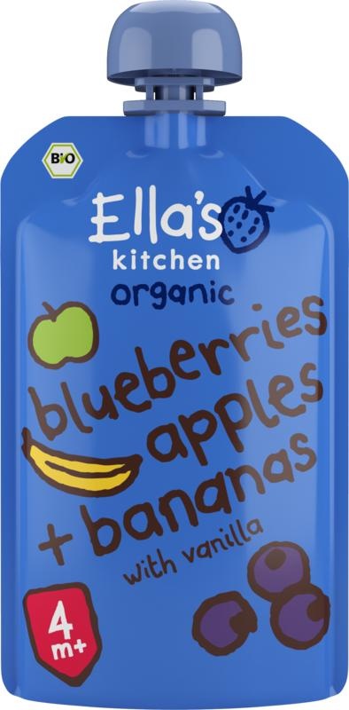 Ella's Kitchen Blaubeeren Äpfel & Bananen & Vanille 4+ Monate Bio (120 Gramm)