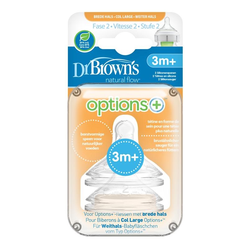 Dr Brown's Options+ Sauger Phase 2 Weithalsflasche (2er Pack)