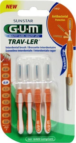 GUM GUM Trav-ler Interdentalbürste 0,9 mm (orange) (4 Stück)
