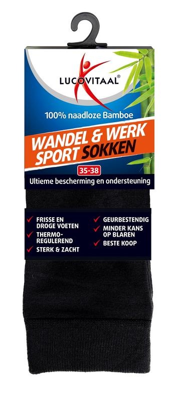 Lucovitaal Bamboo Walking-Arbeitssportsocken Größe 35-38 (1 Paar)