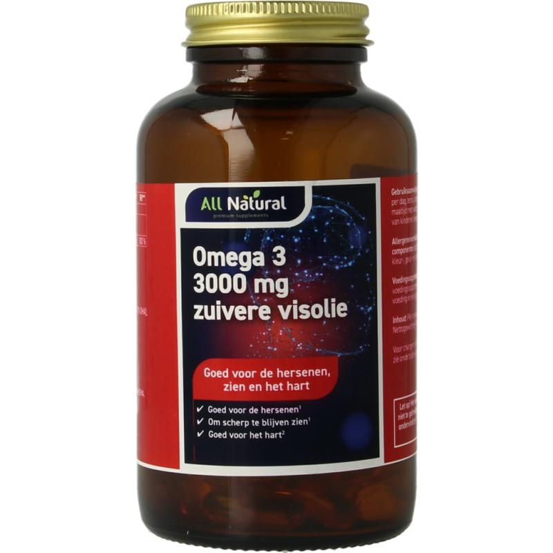 All Natural Omega 3 3000 mg reines Fischöl (100 Caps)