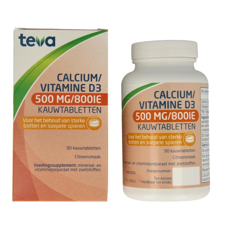 Teva Calcium/Vitamin D 500 mg/800IE Kautabette (90 Tab)