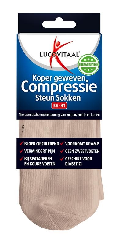 Lucovitaal Kompressionssocken aus Kupfer, Größe 36-41, hautfarben (1 Paar)