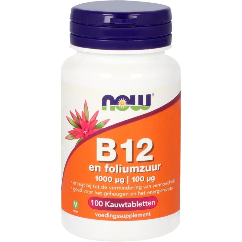NOW Vitamin B12 1000 Âµg und Folsäure 100 Âµg (100 Kautab)