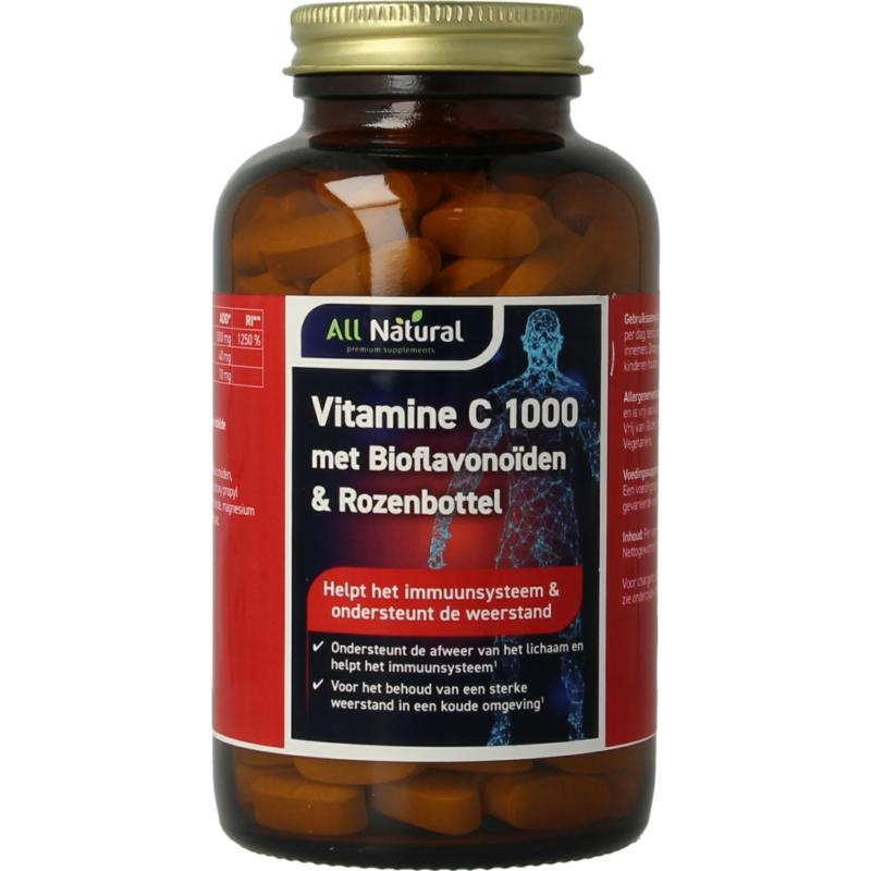 All Natural Vitamin C 1000 mit Bioflavonoiden und Hagebutte (200 Tab)