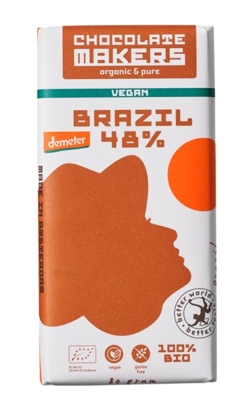 Chocolatemakers Chocolatemakers Brasilien 48 % vegan, Demeter Bio (80 Gramm)