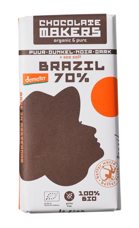 Chocolatemakers Brazil 70 % reiner Demeter-Bio-Geschmack (80 Gramm)