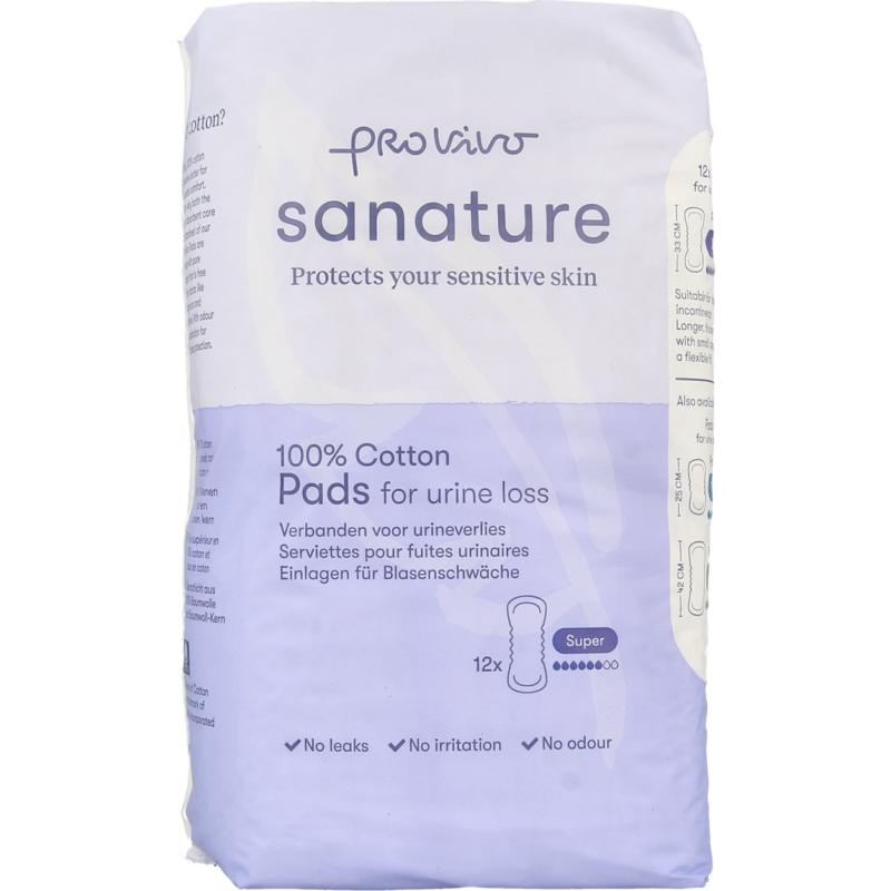 Sanature Pro vivo Baumwoll-Inkontinenzeinlage Super (12 Stück)