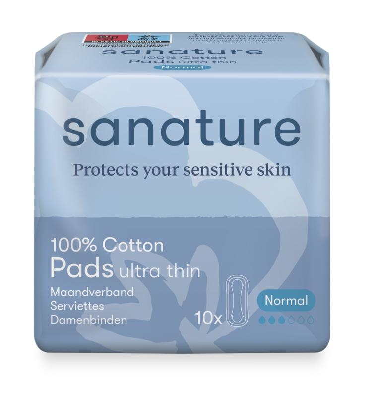 Sanature Damenbinden Ultra Normal 100% Baumwolle (10 Stück)