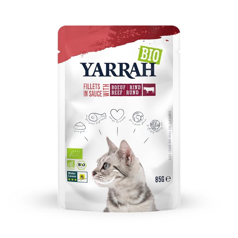 Yarrah Yarrah Kat-Filets mit Rindfleisch in Bio-Sauce (85 Gramm)