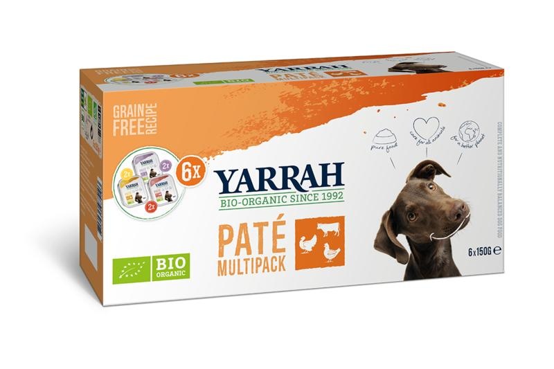 Yarrah Hundefutter Multipack Pastete Huhn Rind Truthahn Bio (150 Gramm)