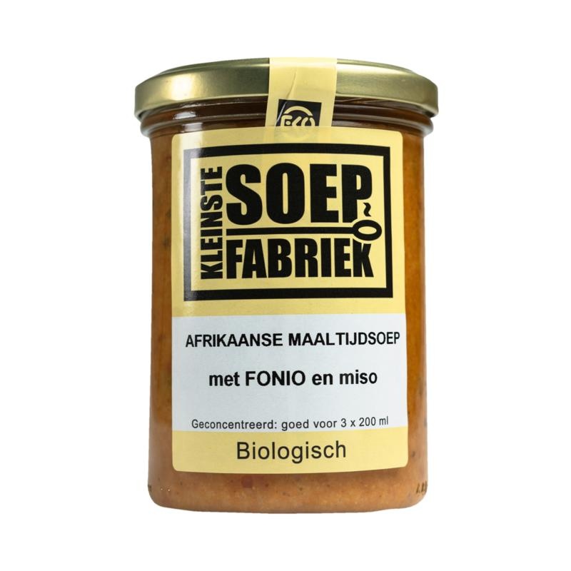 Kleinstesoepfabr Smallestsoepfabr Afrikanische Mahlzeitsuppe mit Fonio und Miso Bio (400 Ml)
