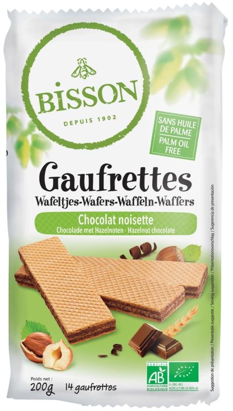 Bisson Waffeln Schokolade Haselnuss Bio (200 Gramm)