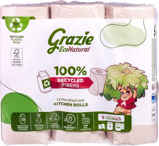 Grazie Natural KüchenRolle 3-lagig (3 Stück)