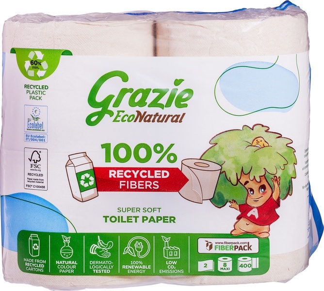 Grazie Natural Toilettenpapier 2-lagig (8 Stück)