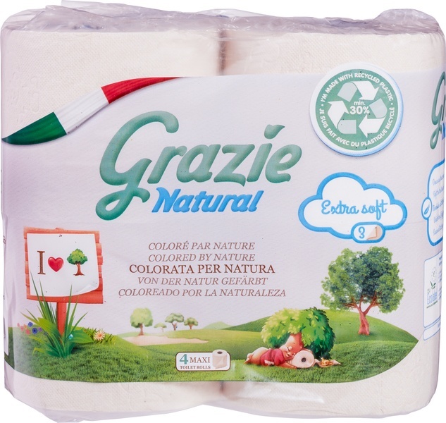 Grazie Natural Toilettenpapier 3-lagig (4 Stück)