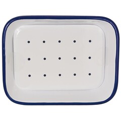 Tade Seifenschale Emaille mit Ablaufschale weiß/blau (1 Stück)