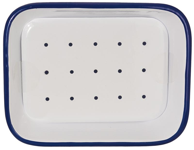 Tade Tade Seifenschale Emaille mit Ablaufschale weiß/blau (1 Stück)