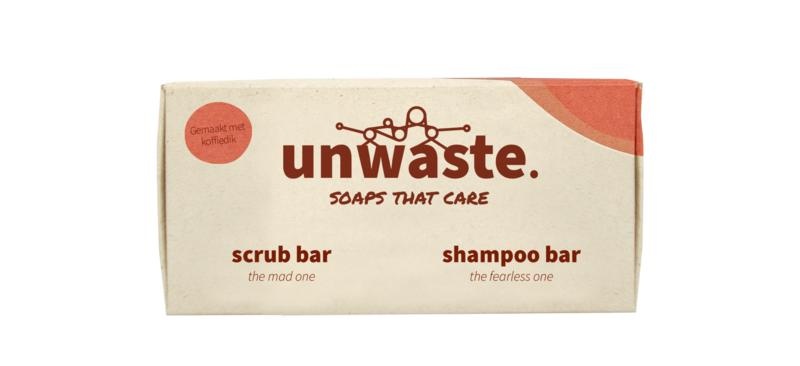 Unwaste Duopack Kaffee-Peeling- und Shampoo-Stück