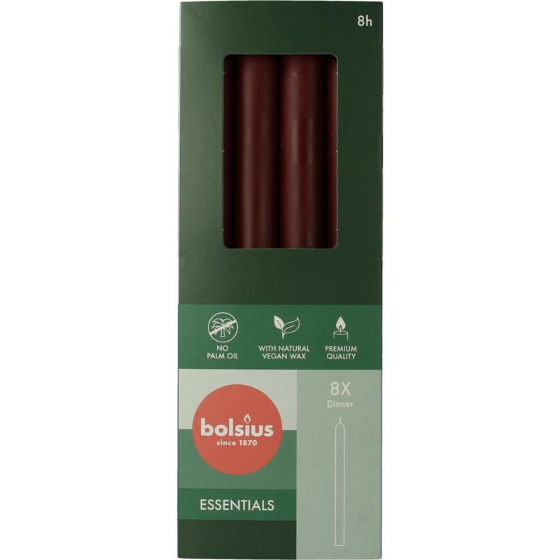 Bolsius Tafelkerzen 230/20 samtrot (8 Stück)