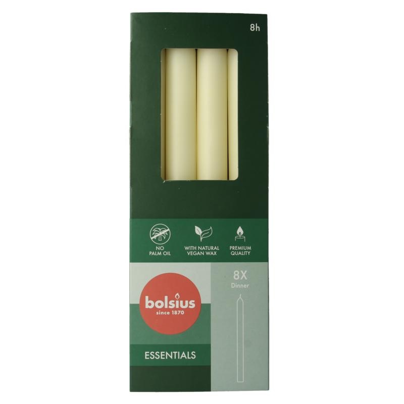 Bolsius Tafelkerzen 230/20 Soft Pearl (8 Stück)