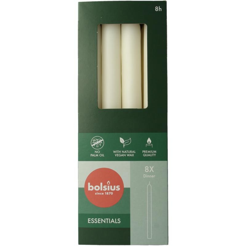 Bolsius Tafelkerzen 230/20 wolkenweiß (8 Stück)