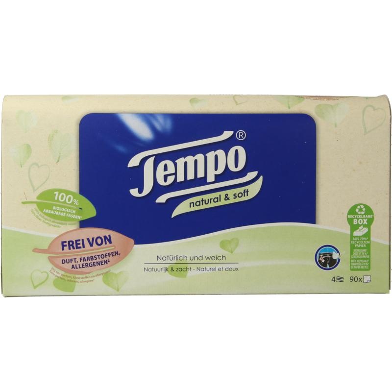 Tempo Tempo Tissue Box natur & weich 4-lagig 90 Stück