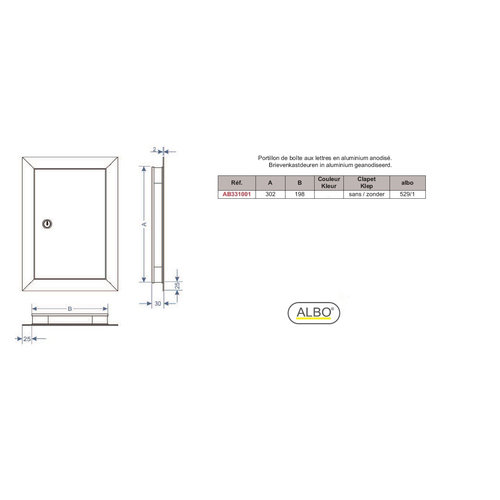 Albo brievenbussen Portillon en aluminium - 529/1