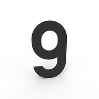 Albo house number in aluminum - digit 9 black