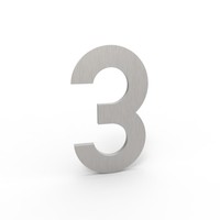 Albo house number in aluminum - digit 3 inox look