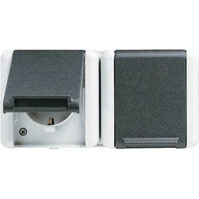 JUNG wandcontactdoos 2-voudig randaarde opbouw IP44 horizontaal WG800 (8220 W)