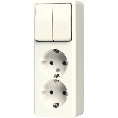 JUNG opbouw combinatie serieschakelaar/2x wandcontactdoos randaarde AP600 creme (625 A)
