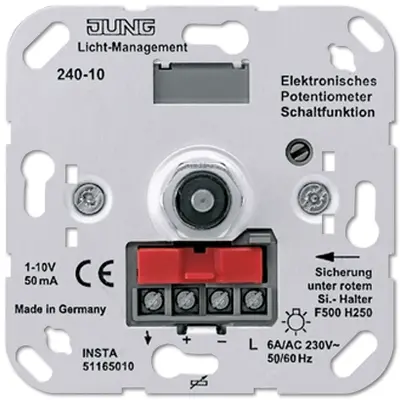 JUNG potentiometer met schakelaar 1-10 Volt (240-10)