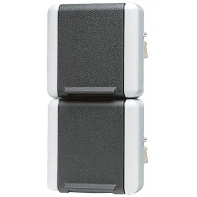 JUNG wandcontactdoos 2-voudig randaarde zonder onderbak verticaal opbouw IP44 WG800 (822 N)