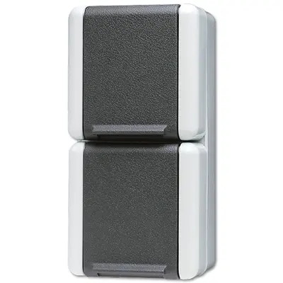 JUNG wandcontactdoos 2-voudig randaarde opbouw IP44 verticaal WG800 (822 W)