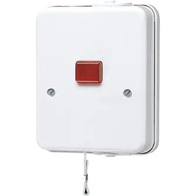 JUNG badkamer trekschakelaar 2-polig met controlelamp AP600 alpine wit (102 KOZ WW)
