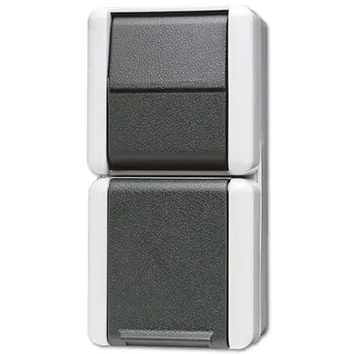 JUNG combinatie wandcontactdoos en schakelaar opbouw IP44 verticaal WG800 (876 W)