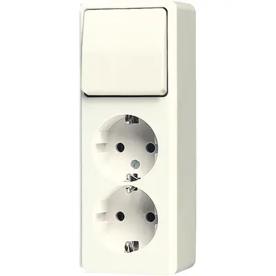 JUNG opbouw combinatie wisselschakelaar/2x wandcontactdoos randaarde AP600 creme (626 A)