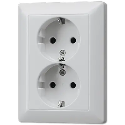 JUNG wandcontactdoos randaarde Safety+ 2-voudig voor enkele inbouwdoos LS990 aluminium (AL 5020 KI-L)