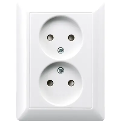 JUNG wandcontactdoos vlak zonder randaarde Safety+ 2-voudig AS500 alpine wit (AS 5010 KIU WW)
