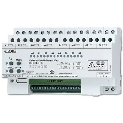 JUNG Installatierelais 8 voudig din rail (RS 8 REGHE)