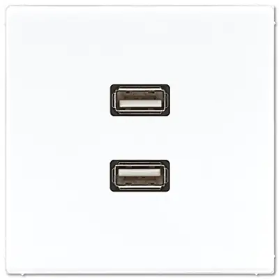 JUNG centraalplaat met draagring en 2 x USB-A naar USB-A koppeling LS990 alpine wit (MA LS 1153 WW)