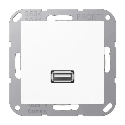 JUNG centraalplaat met draagring en USB-A naar USB-A koppeling A-range alpine wit (MA A 1122 WW)