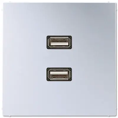 JUNG centraalplaat met draagring en 2 x USB-A naar USB-A koppeling LS990 aluminium (MA AL 1153)
