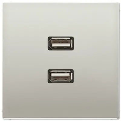JUNG centraalplaat met draagring en 2 x USB-A naar USB-A koppeling LS990 edelstaal (MA ES 1153)
