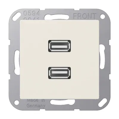 JUNG centraalplaat met draagring en 2 x USB-A naar USB-A koppeling A-range creme (MA A 1153)
