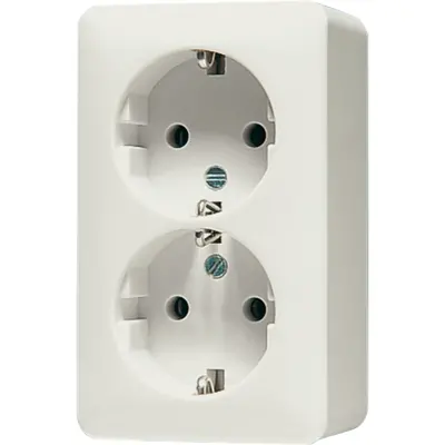 JUNG opbouw wandcontactdoos 2-voudig randaarde Safety+ AP600 creme (6020 KIA)