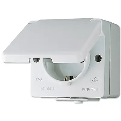 JUNG wandcontactdoos randaarde met klapdeksel opbouw IP44 WG600 (620 W)