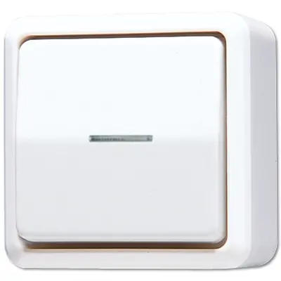 JUNG opbouw wisselschakelaar met controlelamp 10A AP600 alpine wit (606 KO5 A WW)