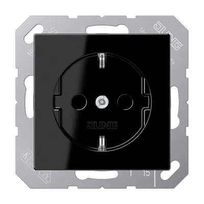 JUNG wandcontactdoos randaarde Safety+ A-range zwart glans (A 1520 NKI SW)